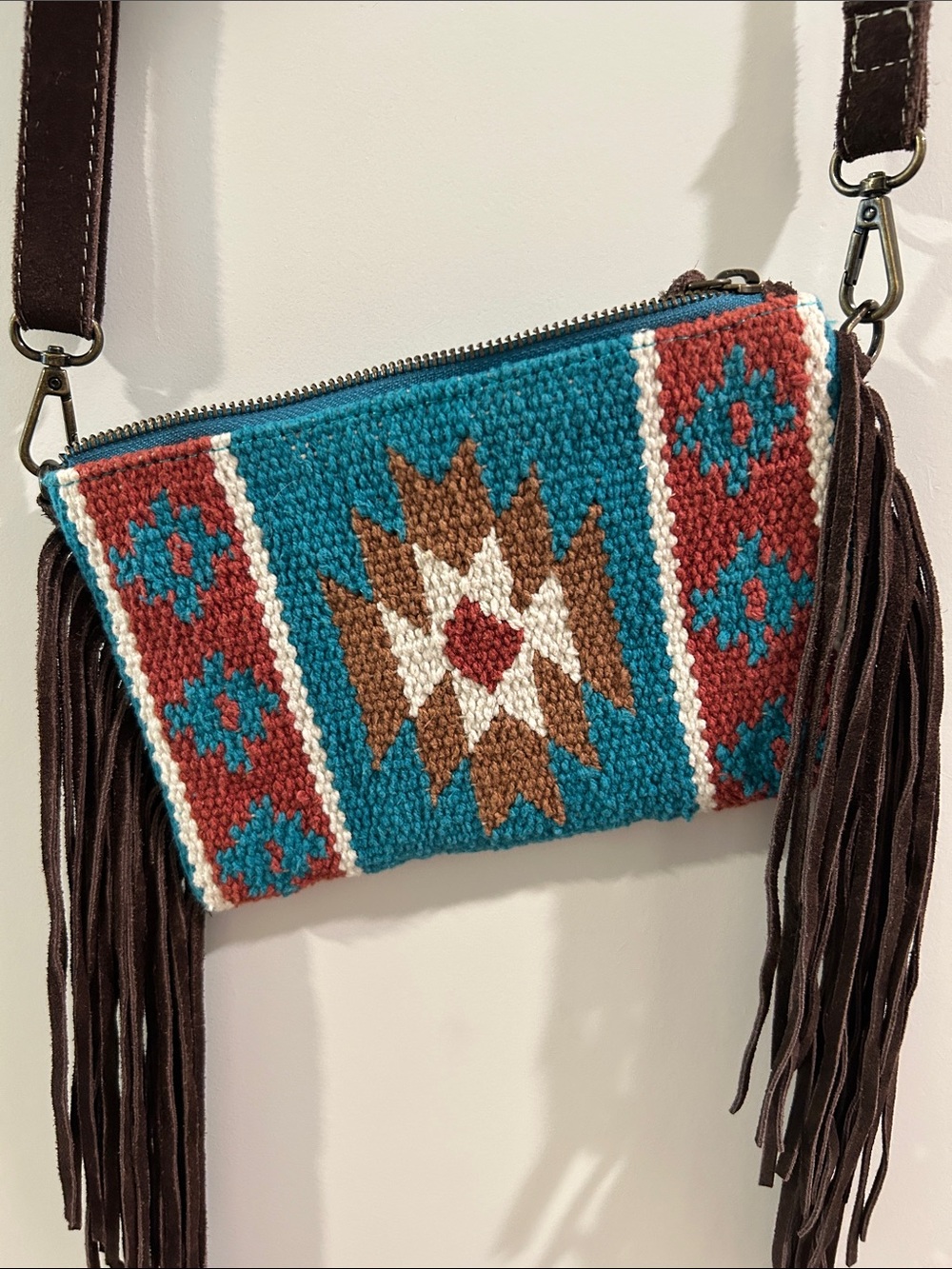 Idyllwind Woven Southwestern Crossbody - Turquoise, Rust & Brown